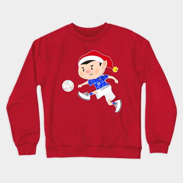 Japan football Christmas elf. Football World Cup soccer T-Shirt Crewneck Sweatshirt by abtchlr